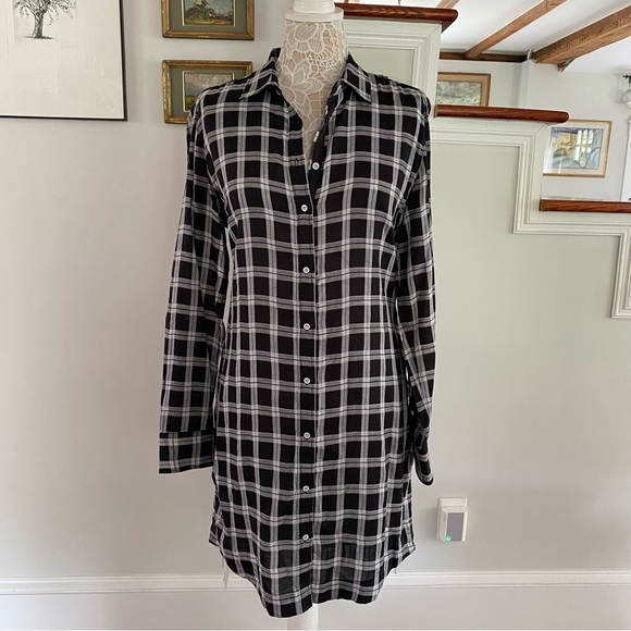 RAG + BONE Aubrey Black & White Plaid Shirt Dress Large - Picture 3 of 5
